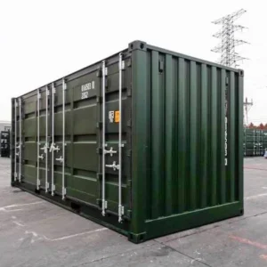 Contentor verde de 6 metros com lateral aberta